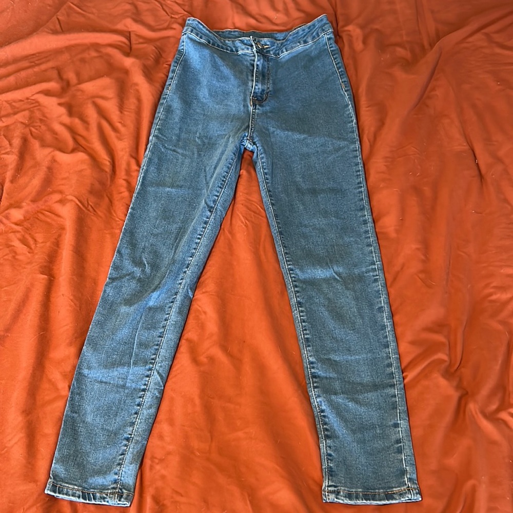 High Waisted Skinny Blue Jeans